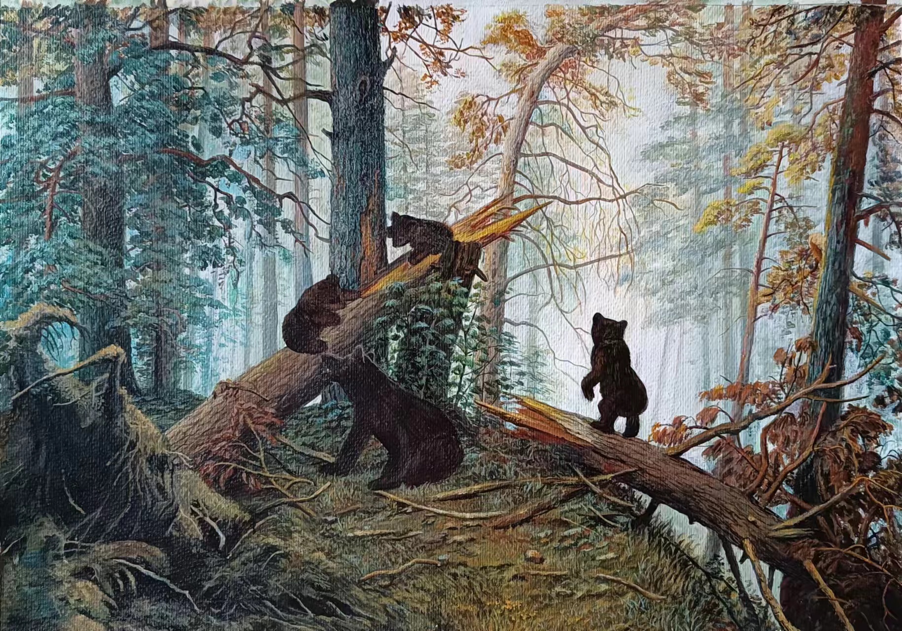 《鈦林中嬉戲》(丙烯畫) 張文靜 承德釩鈦